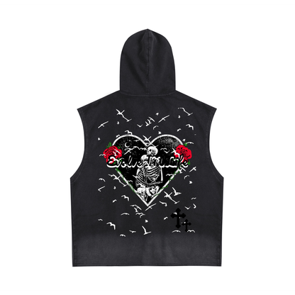 Vintage Washed Zip-Up Hooded Tank Top