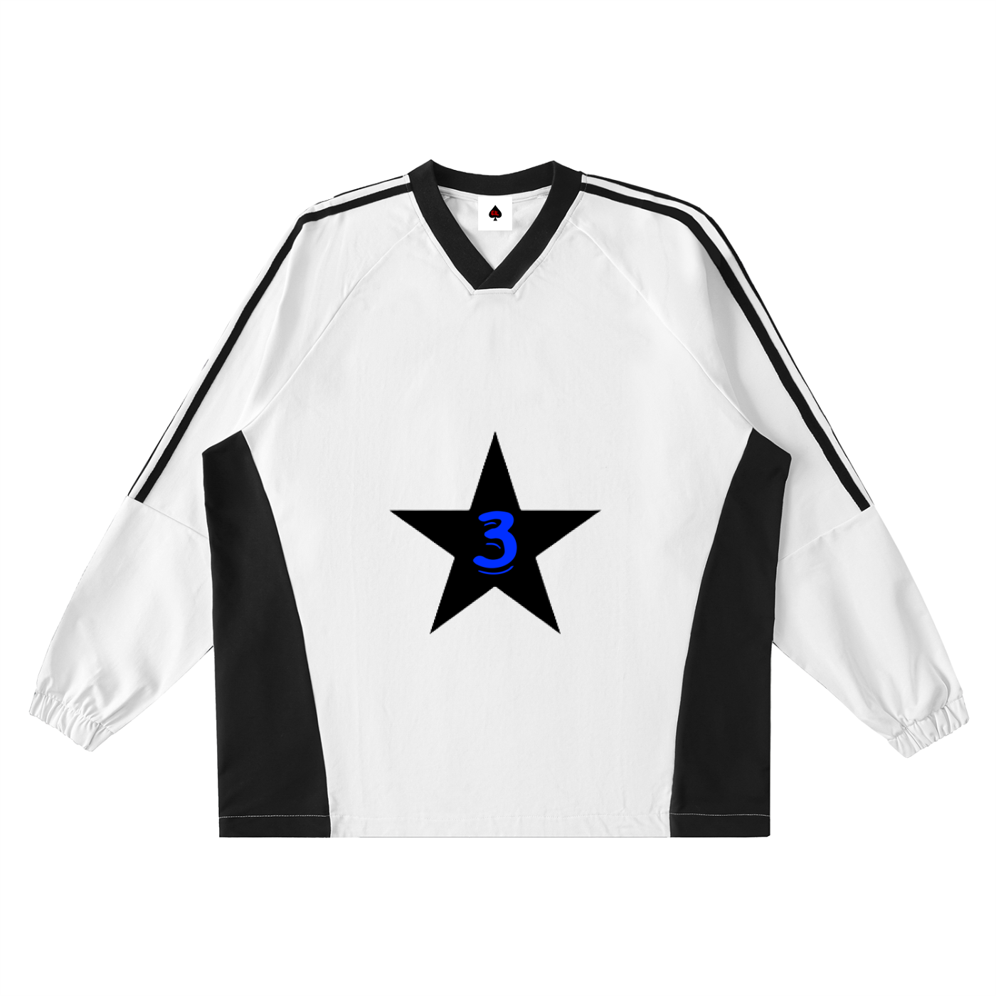 Color-Block V-Neck Long-Sleeve T-Shirt