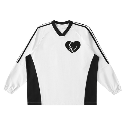 Color-Block V-Neck Long-Sleeve T-Shirt