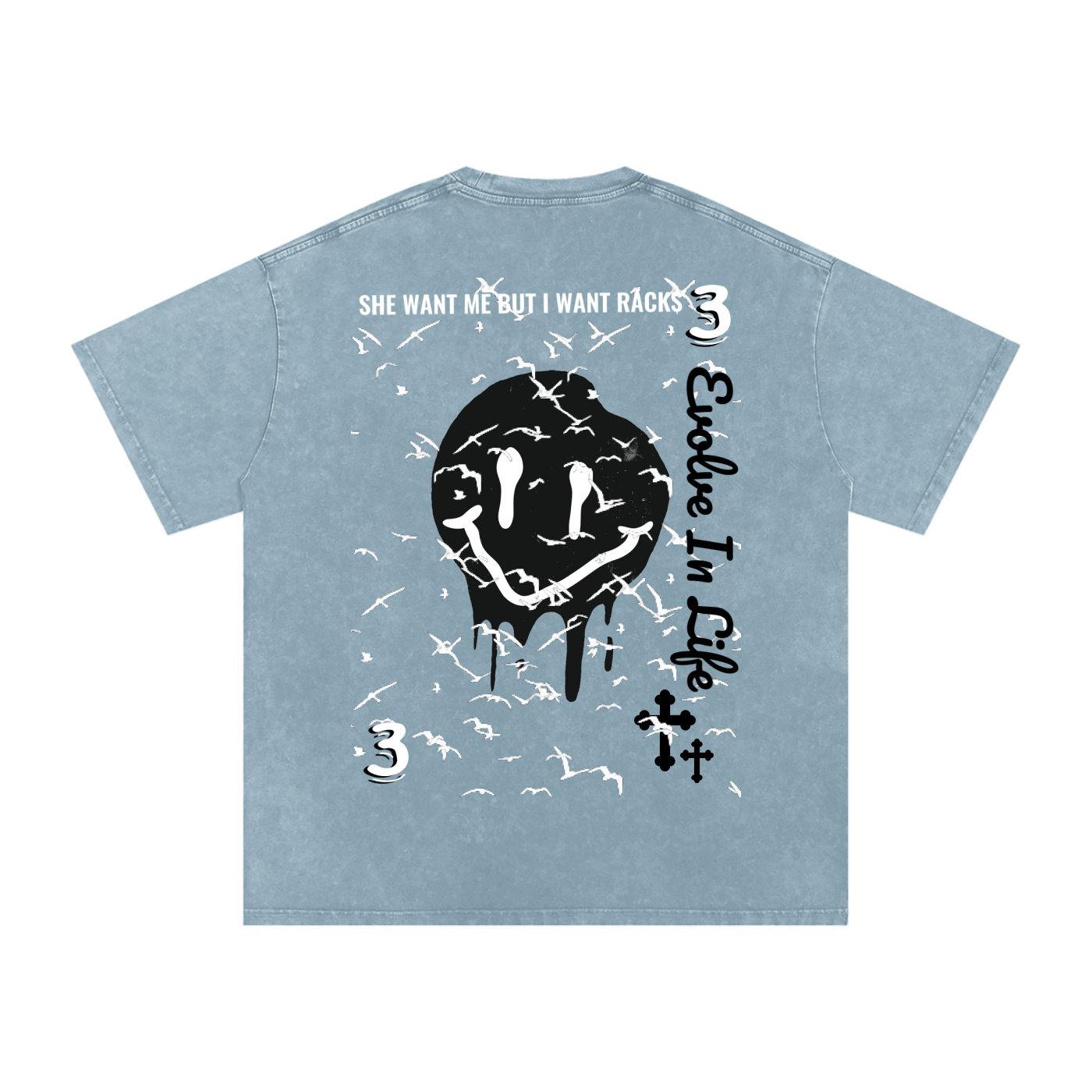 Snow Washed Oversized Cotton T-Shirt