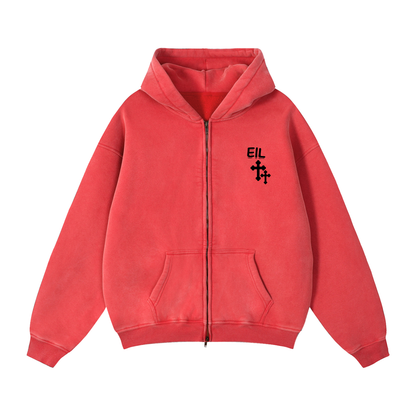 Zip-Through Boxy Fleece Hoodie